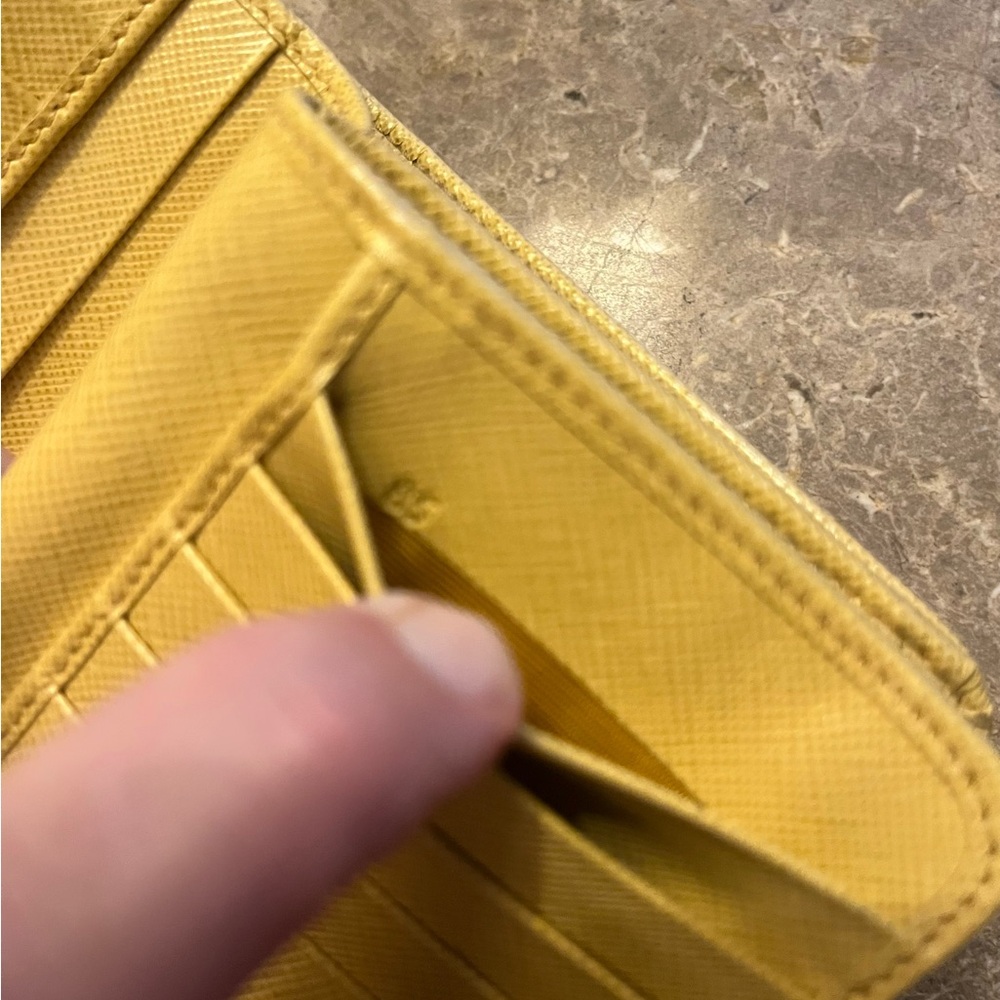 Prada Yellow Saffiano Leather Wallet with Gold Logo - Picture 11 of 16
